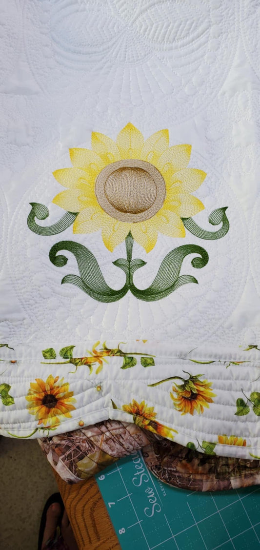 Sunflower Embroidered Quilt